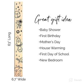 img 3 attached to 🌗 Natural Space Wooden Growth Chart for Boys - Moon, Stars, and Planets Height Chart with Space Theme
