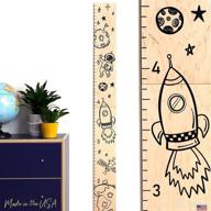 🌗 natural space wooden growth chart for boys - moon, stars, and planets height chart with space theme logo
