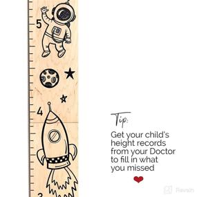 img 1 attached to 🌗 Natural Space Wooden Growth Chart for Boys - Moon, Stars, and Planets Height Chart with Space Theme