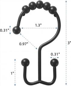 img 2 attached to Titanker 12-Pack Matte Black Double Glide Rust-Resistant Metal Shower Curtain Hooks Rings For Bathroom Rods Curtains