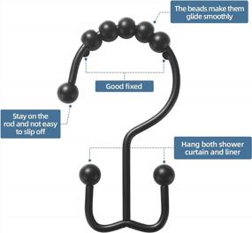 img 1 attached to Titanker 12-Pack Matte Black Double Glide Rust-Resistant Metal Shower Curtain Hooks Rings For Bathroom Rods Curtains