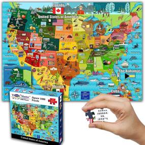 img 4 attached to Think2Master Colorful United States Map 1000 Pieces Jigsaw Puzzle For Kids 12+, Teens, Adults & Families. Great Gift For Interest In The USA Map. Size: 26.8” X 18.9” By Kyle Kim