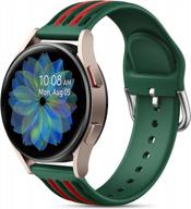 20mm soft silicone sport strap for samsung galaxy watch 5/galaxy watch 4/galaxy watch 5 pro/galaxy watch 3/galaxy active 2 - maledan band for women & men in small pinegreen + red logo