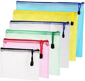 img 1 attached to Разноцветные и разноцветные карманы для папок на молнии — упаковка из 6 штук от OAIMYY