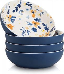 img 4 attached to 35Oz Matte Light Blue Soup Bowls Set Of 4 - Serving Bowl For Salad, Pasta, Fruit - Dishwasher And Microwave Safe.