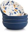35oz matte light blue soup bowls set of 4 - serving bowl for salad, pasta, fruit - dishwasher and microwave safe. logo