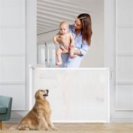 🚪 kyltoor retractable baby gate: secure dog gate for stairs and doorways, expands up to 51" - wide child and pet mesh gate, automatic closure, indoor & outdoor use (white) логотип