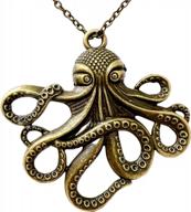 steampunk octopus necklace victorian goth style jewellery, antique finish handmade pirate costume accessory gothic emo punk jewelry logo