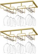 2-pack gold under cabinet wine glass rack, stemware holder hanger for bar kitchen storage (3 rows) logo