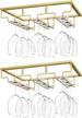 2-pack gold under cabinet wine glass rack, stemware holder hanger for bar kitchen storage (3 rows) logo