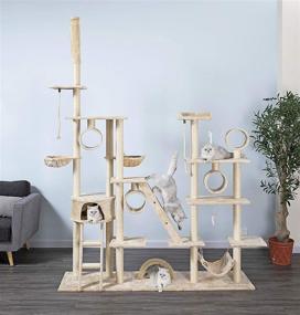 img 2 attached to 🐱 Go Pet Club Cat Tree Condo Furniture: 108-Inch Beige – Ultimate Playland for your Feline Friend!