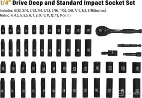 img 3 attached to 🔧 LLNDEI 1/4” Drive Impact Socket Set: 52 PCS Mechanic Tool Set with 72-Tooth Ratchet, CR-V, Metric and SAE Sockets – Perfect for Household, Automotive Repair, and DIY Projects