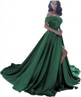 kkarine women's off the shoulder ball gown prom dress with slit satin long formal evening dress logo