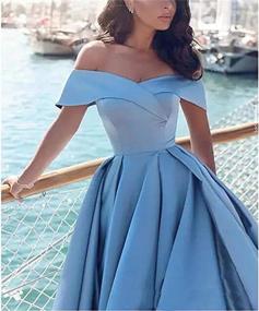 img 2 attached to KKarine Women'S Off The Shoulder Ball Gown Prom Dress With Slit Satin Long Formal Evening Dress