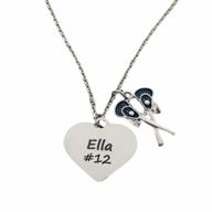 personalized girls lacrosse stick charm necklace, custom engraved lacrosse jewelry for female lacrosse players, lax gift logo