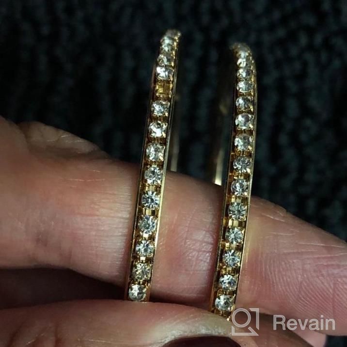 img 1 attached to Hypoallergenic Big Hoop Earrings For Women - 3-4 Pairs Of CZ Stones In 18K Gold, Rose Gold, And Black Plating review by Jane Johnson