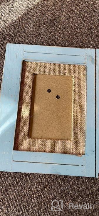 img 1 attached to Distressed Hinged Double Picture Photo Frame 4X6 With Burlap Rim For Home Office Desk, Gift For Halloween, Thanks Giving Day, Birthday, Anniversary, Christmas, New Year, Mother'S Day, Blue review by Rey High