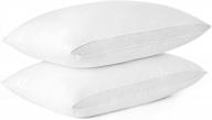 set of 2 puredown® white oval standard size feather pillows for sleeping with medium support - perfect for back sleepers, 18x26 with gusseted design logo