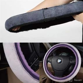 img 1 attached to 🐑 Gracefur Sheepskin Car Steering Wheel Cover Winter Warm Gear Shift Handbrake Wool Steering Covers 1 Set 3 Pcs Universal for Women/Girls/Ladies (Beige)" - Enhanced for SEO: "Gracefur Sheepskin Steering Wheel Cover & Winter Warm Gear Shift Handbrake Wool Covers - Universal Fit 3-Piece Set for Women/Girls/Ladies (Beige)