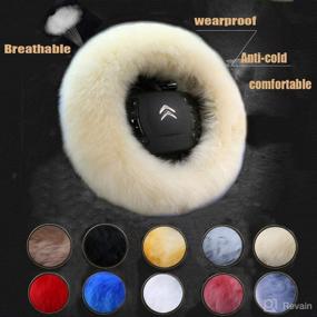 img 3 attached to 🐑 Gracefur Sheepskin Car Steering Wheel Cover Winter Warm Gear Shift Handbrake Wool Steering Covers 1 Set 3 Pcs Universal for Women/Girls/Ladies (Beige)" - Enhanced for SEO: "Gracefur Sheepskin Steering Wheel Cover & Winter Warm Gear Shift Handbrake Wool Covers - Universal Fit 3-Piece Set for Women/Girls/Ladies (Beige)