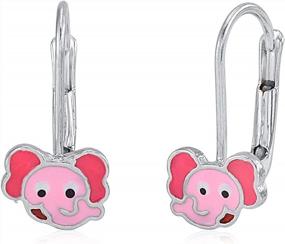 img 4 attached to Sterling Silver 925 Cute Elephant Earrings For Kids - UNICORNJ Leverback With Pink Enamel