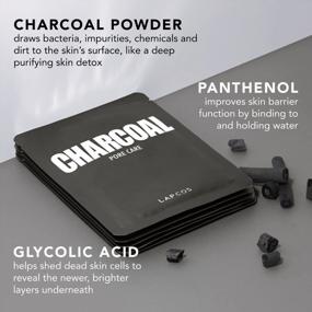 img 1 attached to Korean Beauty LAPCOS Charcoal Sheet Mask 5-Pack With Salicylic Acid And Tea Tree Oil For Skin Detoxification And Tightening - Daily Face Mask