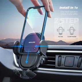 img 2 attached to 📱 Car Vent Phone Holder Mount with Twist-Lock Clip, Sleek Mirror Surface, Pull-Down Support Feet, Silicone Protection, One Button Release - Universal Car Mount for All Cell Phones