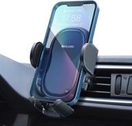 📱 car vent phone holder mount with twist-lock clip, sleek mirror surface, pull-down support feet, silicone protection, one button release - universal car mount for all cell phones logo