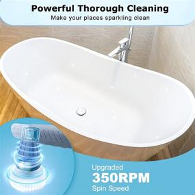 img 2 attached to 🧹 Cordless Electric Spin Scrubber – Rechargeable Portable Cleaning Brush for Bathroom Floor Tile, Tub, Kitchen, Car – Includes 3 Cleaning Heads and 3 Straw Brushes