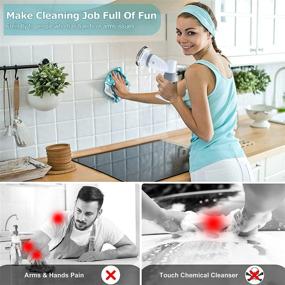 Handheld Electric Cleaning Brush, Kitchen Houseware Pot & Dish Scrubber  With Waterproof Multi-functional Brush Head