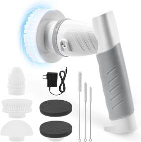 img 4 attached to 🧹 Cordless Electric Spin Scrubber – Rechargeable Portable Cleaning Brush for Bathroom Floor Tile, Tub, Kitchen, Car – Includes 3 Cleaning Heads and 3 Straw Brushes