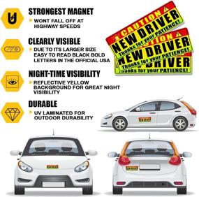 img 2 attached to PSLER New Driver Magnet For Car - Student Driver Car Magnet Funny Be Patient Student Driver Magnet Warning Rookie Driver Car Bumper Magnets Yellow Red Green Safety Sign 3 Pcs