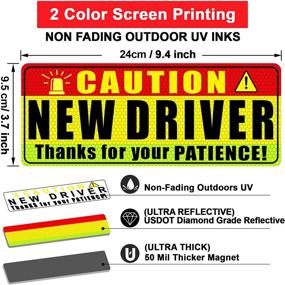 img 3 attached to PSLER New Driver Magnet For Car - Student Driver Car Magnet Funny Be Patient Student Driver Magnet Warning Rookie Driver Car Bumper Magnets Yellow Red Green Safety Sign 3 Pcs