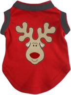 🐶 petitebella reindeer face red puppy dog shirt with black hemmed design in x-large size - perfect for festive and stylish pets логотип