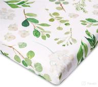 🌿 portable pack n play mini crib sheets - soft & breathable playard cover for baby boy girl featuring green leaves design logo