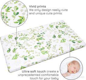 img 2 attached to 🌿 Portable Pack N Play Mini Crib Sheets - Soft & Breathable Playard Cover for Baby Boy Girl featuring Green Leaves Design