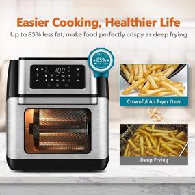 img 1 attached to CROWNFUL Smart Air Fryer, 10.6 Quart Large WiFi Convection Toaster Oven Combo With Rotisserie & Dehydrator, Works With Alexa & Google Assistant, Accessories And Online Cookbook Included