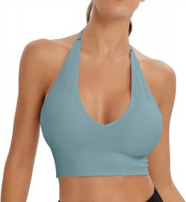 img 3 attached to Women'S Workout Halter Top: INIBUD Bralette Crop Tanks W/ Adjustable Strap & Seamless Padding
