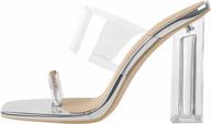 clear chunky heel mule sandals with toe ring for women by lishan logo