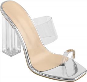 img 2 attached to Clear Chunky Heel Mule Sandals With Toe Ring For Women By LISHAN