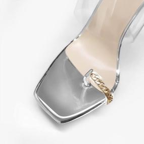 img 3 attached to Clear Chunky Heel Mule Sandals With Toe Ring For Women By LISHAN