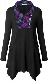 img 4 attached to Bulotus Women'S Long Sleeve Cowl Neck Asymmetrical Tunic: Dress Up Or Down With Ease!