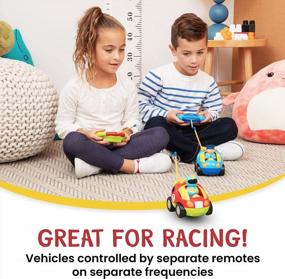 img 1 attached to 🚓 Prextex Remote Control Car (2 Pack) – Police & Race RC Cars for 3 Year Old Boys & Girls – Toddler Toys, Christmas & Birthday Gifts for 2-3+ Year Olds
