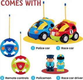 img 3 attached to 🚓 Prextex Remote Control Car (2 Pack) – Police & Race RC Cars for 3 Year Old Boys & Girls – Toddler Toys, Christmas & Birthday Gifts for 2-3+ Year Olds