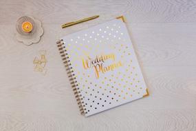 img 1 attached to Gold Wedding Planner & Organizer - Undated Bridal Diary Book With Hard Cover, Pockets & Online Support - Perfect Engagement Gift For Brides-To-Be