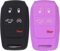 💜 btopars 2pcs 5-button silicone rubber remote key fob case cover protector holder jacket - compatible with dodge ram 2500 3500 4500 5500 (2019-2021) - black purple логотип