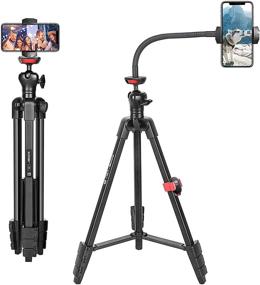 img 4 attached to 📱 Flexible Phone Tripod for iPhone and Android Cellphone - 54-inch Premium Tripod with Adjustable 14-inch Gooseneck, Cellphone Tablet Stand Holder, Upgraded Ball Head and Carrying Bag