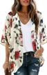 loose flowy kimono cover up with floral puff sleeves - casual blouse tops for women logo