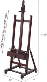 img 3 attached to Create Masterpieces With MEEDEN Deluxe Crank Adjusting Easel - Heavy Duty Artist Easel For Canvases Up To 83" High In Rosewood Finish
