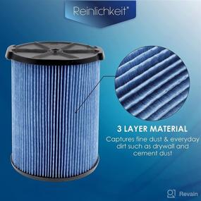 img 2 attached to 🔄 2-Pack VF5000 Fine Dust Replacement Filter, 3-Layer High-efficiency for Wet Dry Vac - Compatible with Popular Models WD1680, WD1851, RV2400A, and More